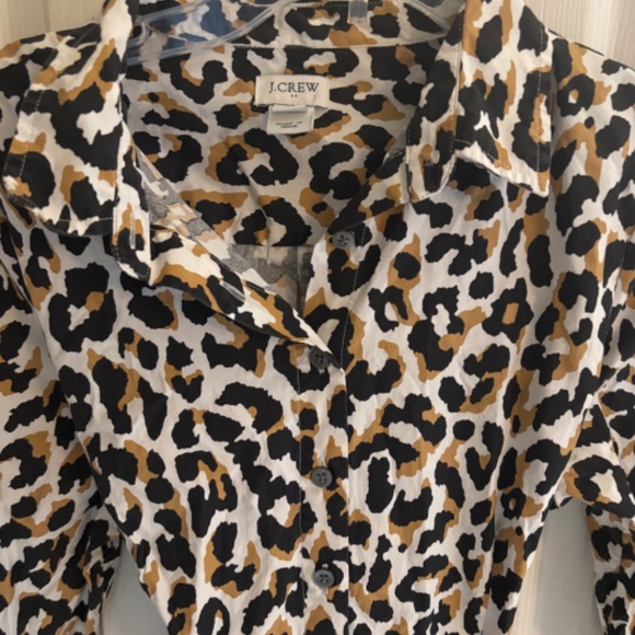J.Crew Animal Print L/S Collared Belted Dress Size 8 - Picture 9 of 10